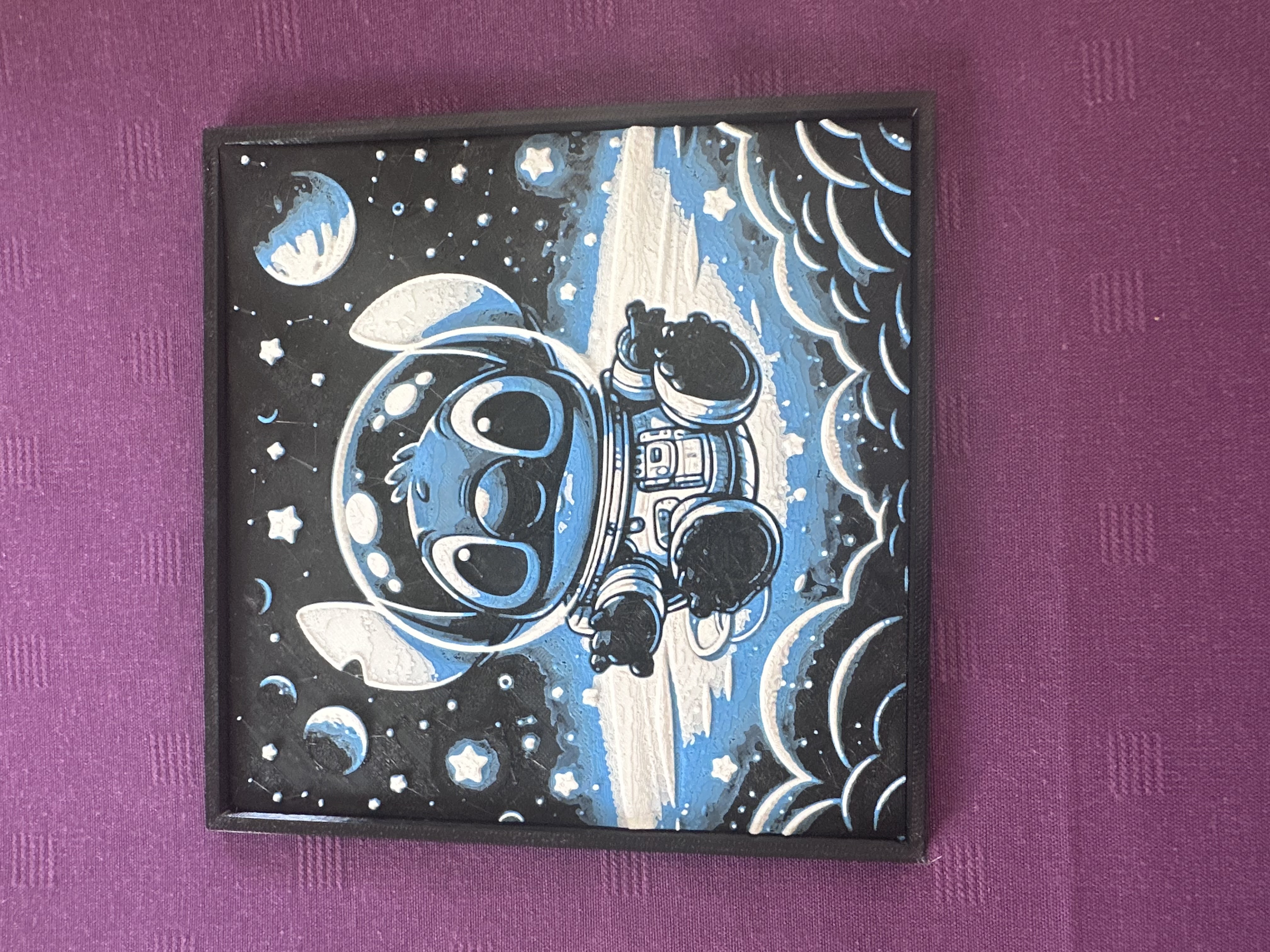 Tableau encadré Stitch astronaute