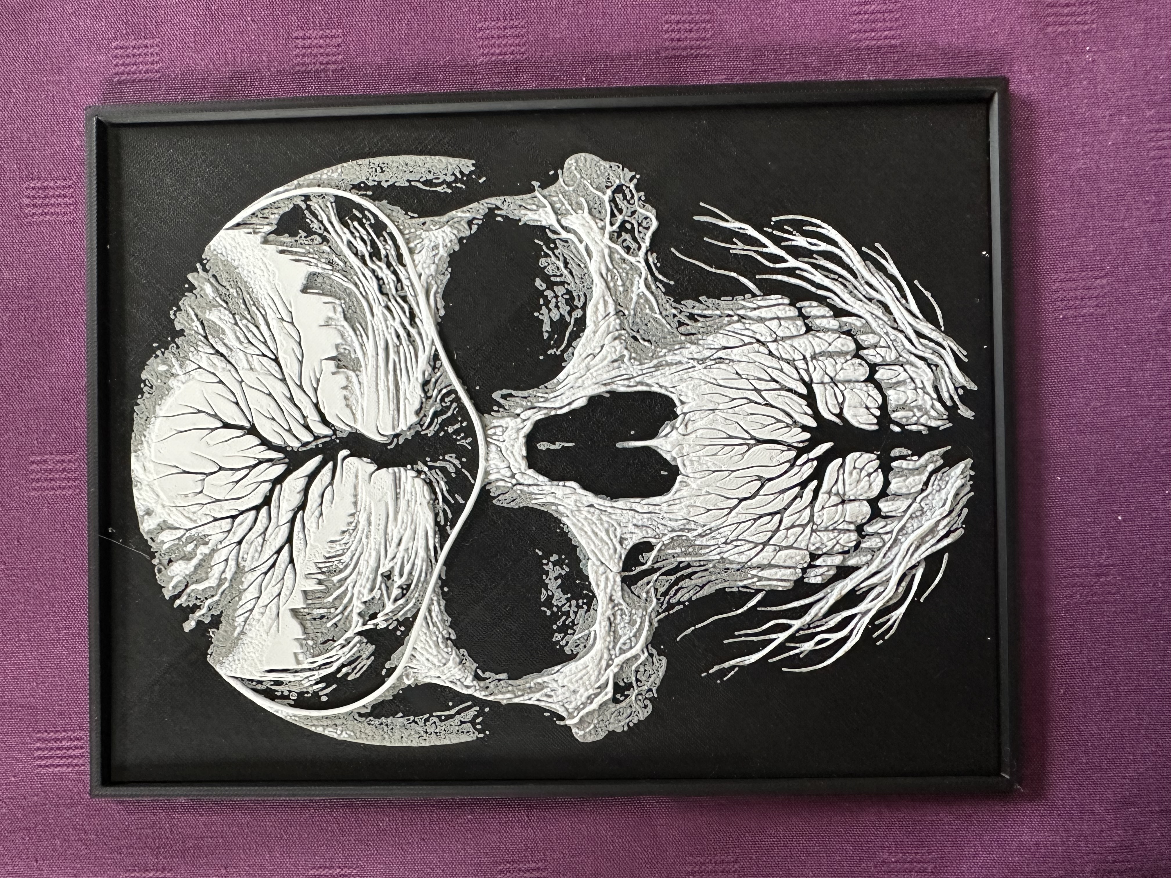 Tableau encadré tête de mort artistique
